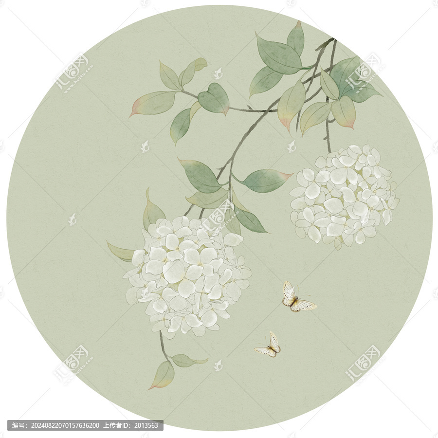 古風(fēng)白色繡球花