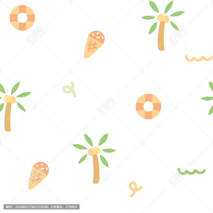 清新夏季假日四方連續(xù)圖案
