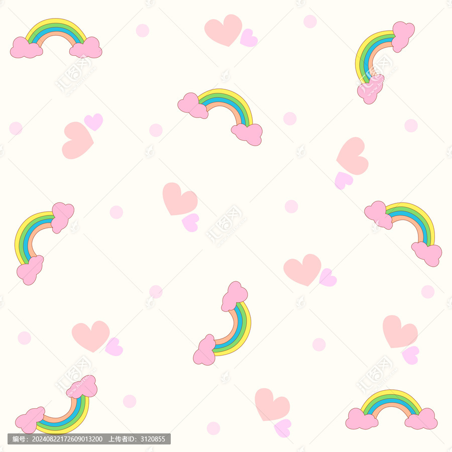 小清新甜美彩虹布料插畫