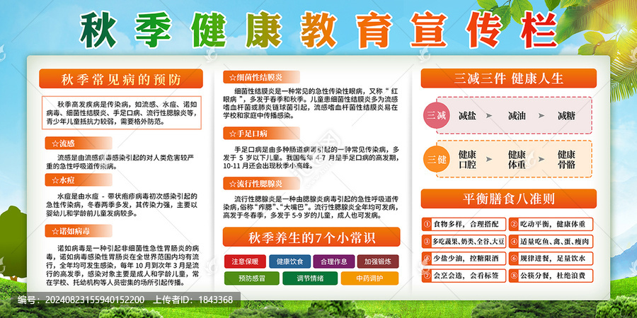 秋季健康知識宣傳展板