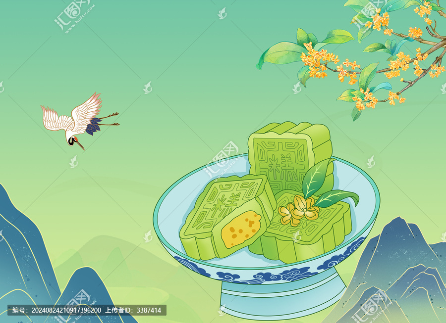 國風(fēng)綠豆糕手繪