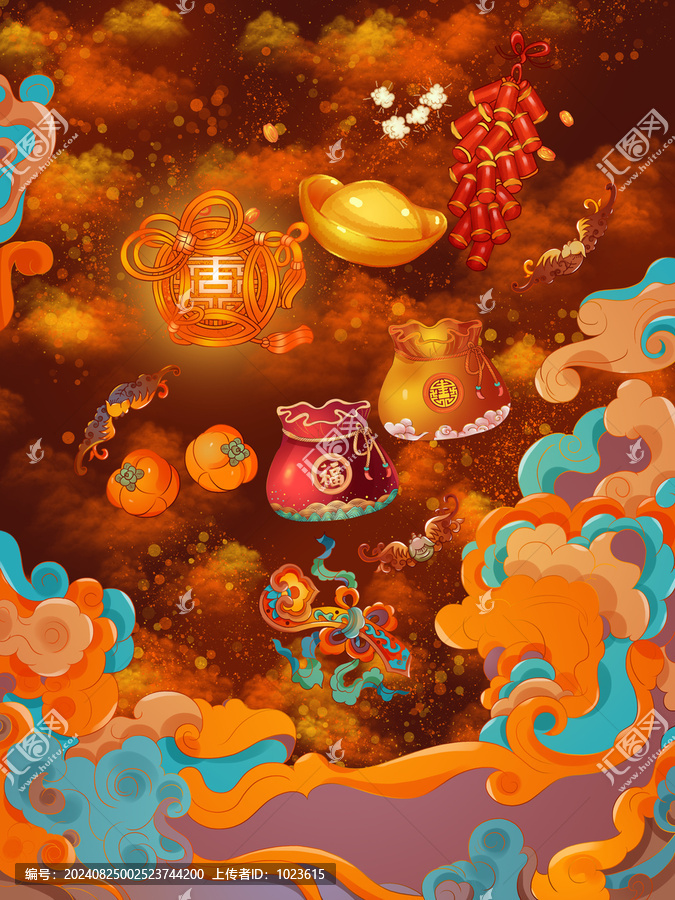 蛇年新春祝福福袋插畫