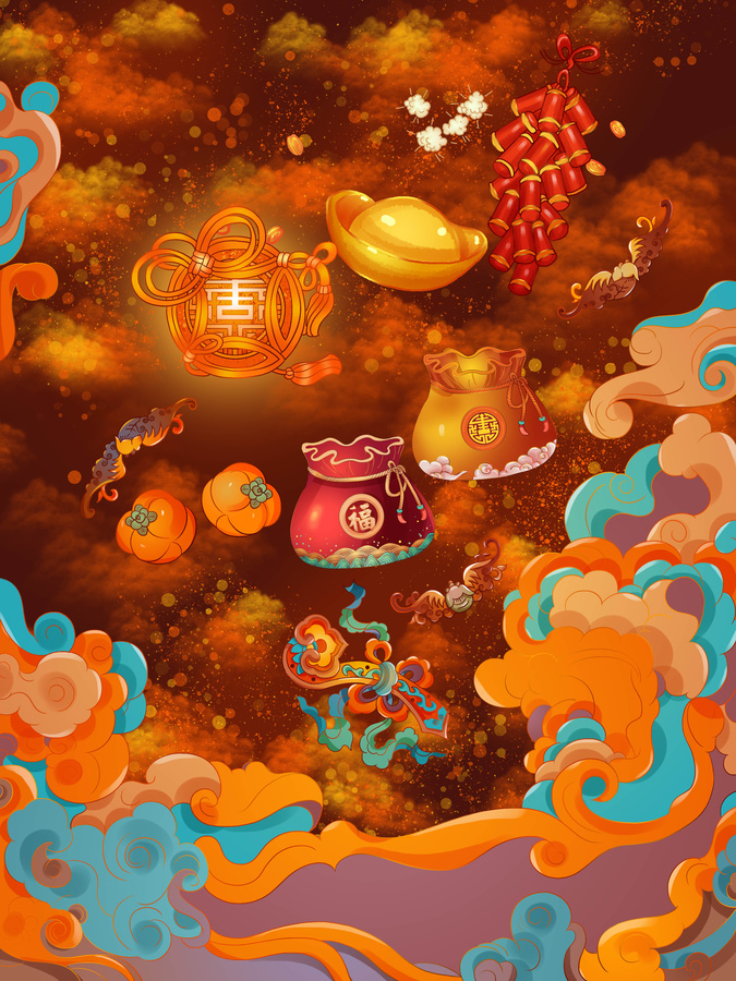 蛇年新春祝福福袋插畫