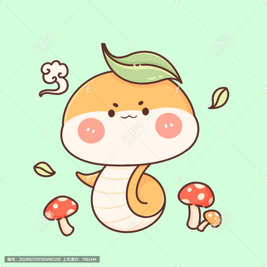 卡通蛇系列插畫4月