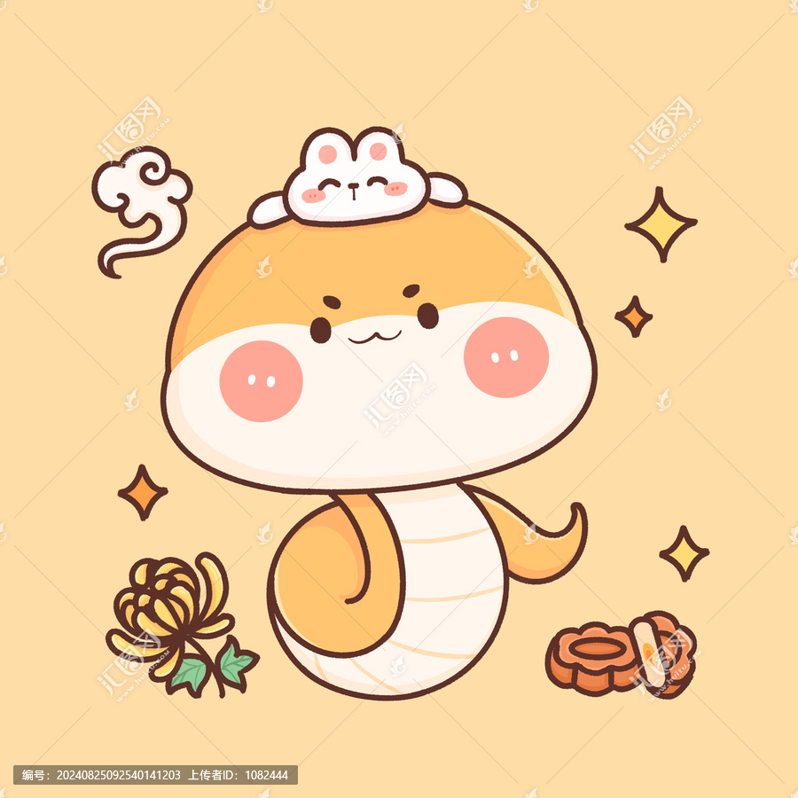 卡通蛇系列插畫10月