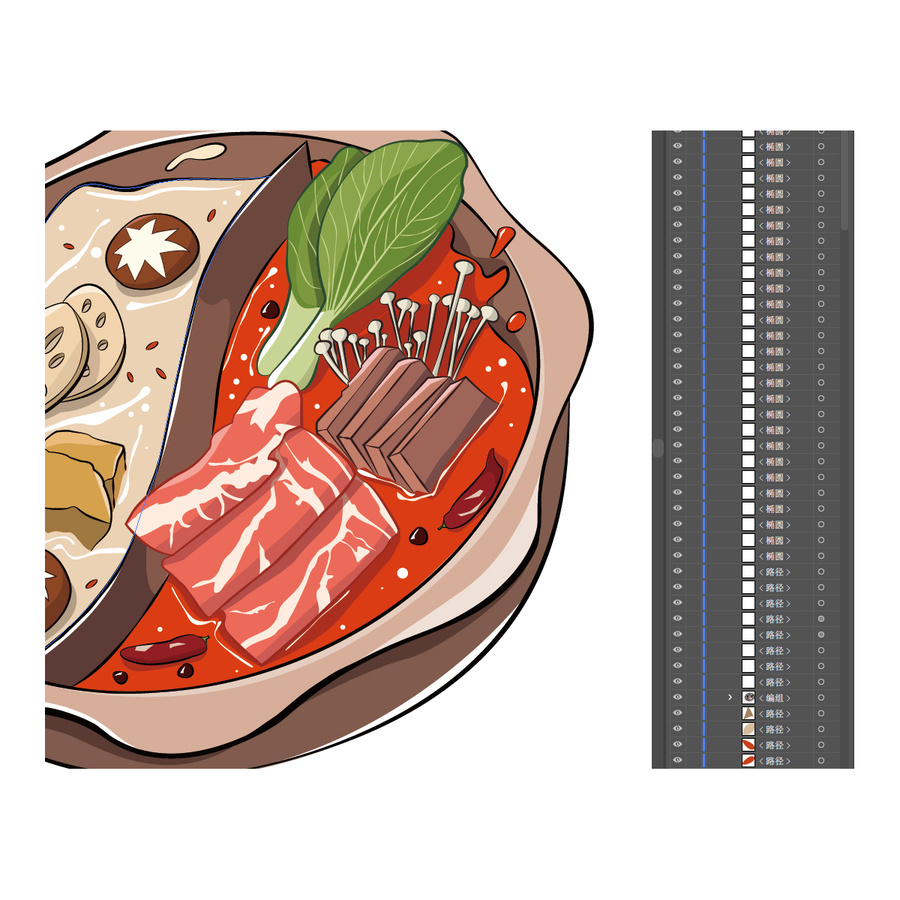 重慶鴛鴦火鍋美食插畫