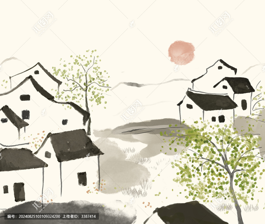 水墨創(chuàng)意山村