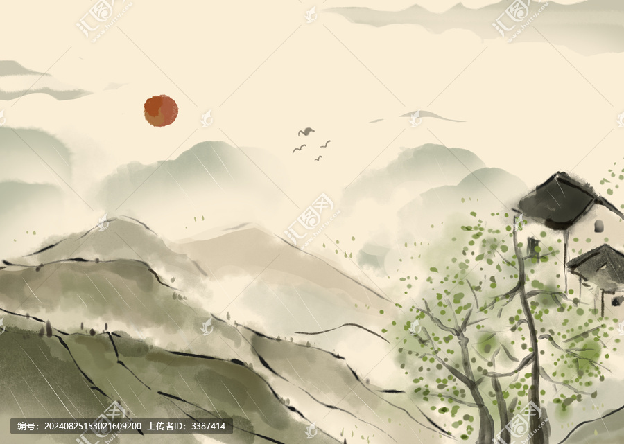 水墨創(chuàng)意村落