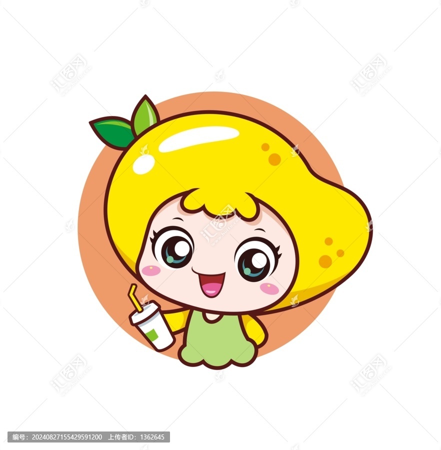 卡通可愛(ài)小芒果頭像矢量圖