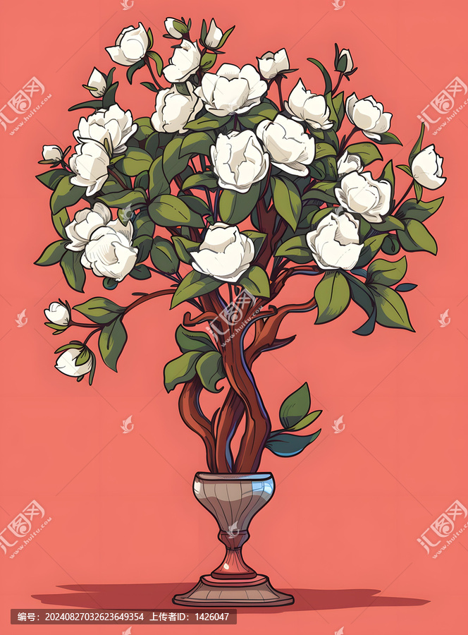 復(fù)古花瓶里的白色花束