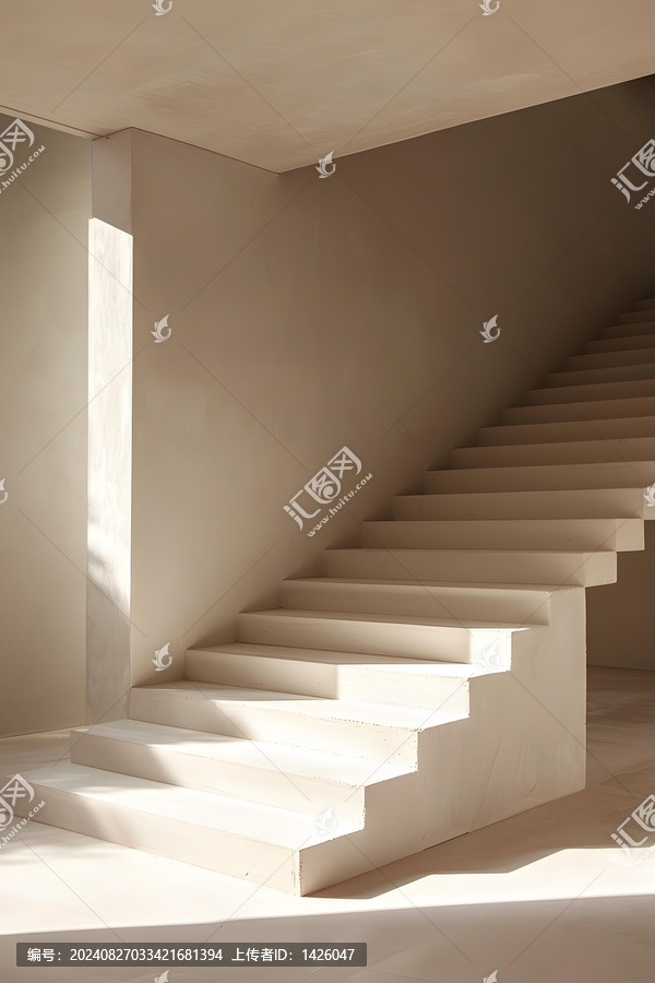 極簡主義現(xiàn)代白色混凝土樓梯建筑