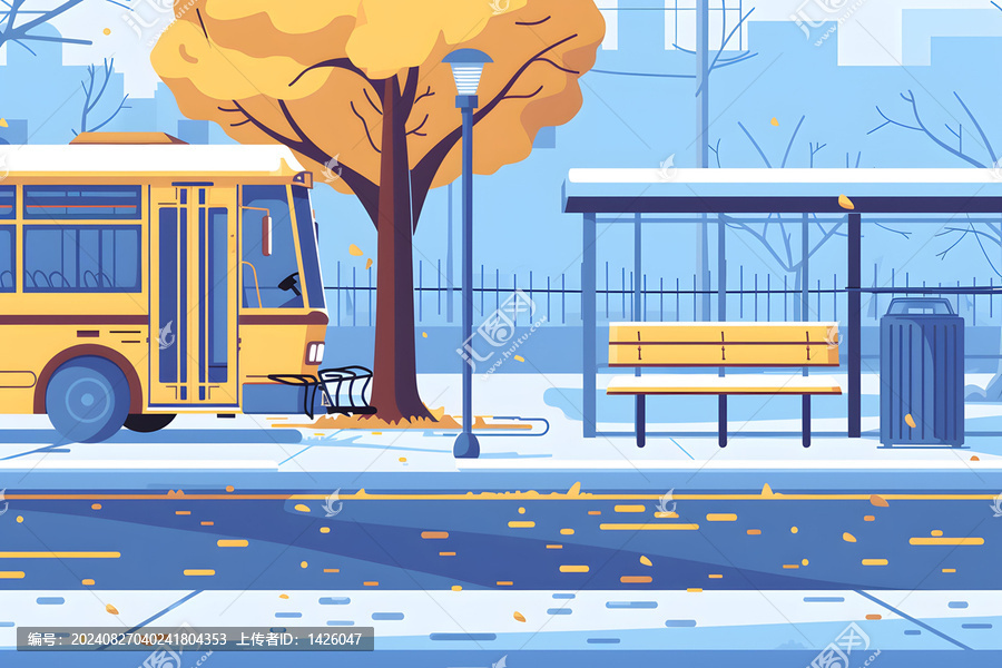 雪天公交車站