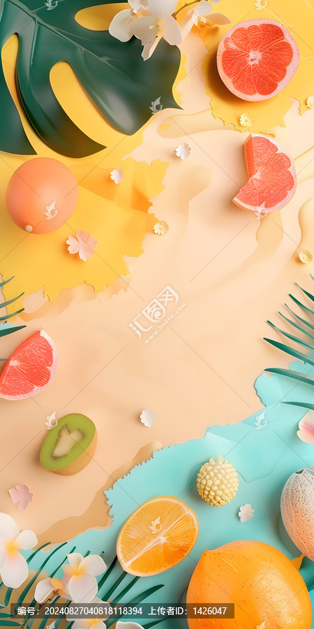 夏季水果熱帶背景
