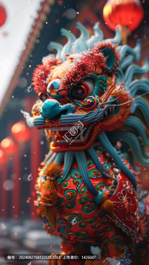舞獅迎春的AI圖片