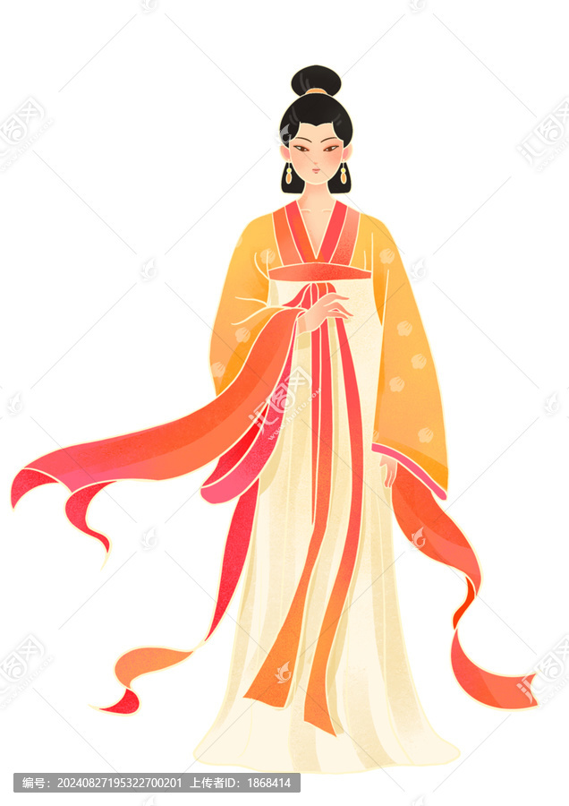 古典人物古代女生漢服插畫