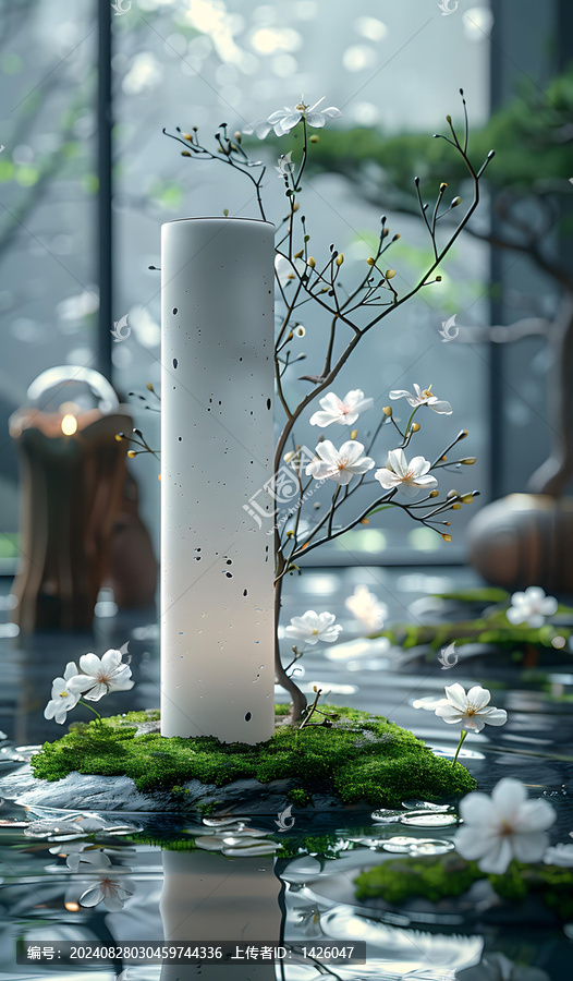 水面上的白色花朵和蠟燭