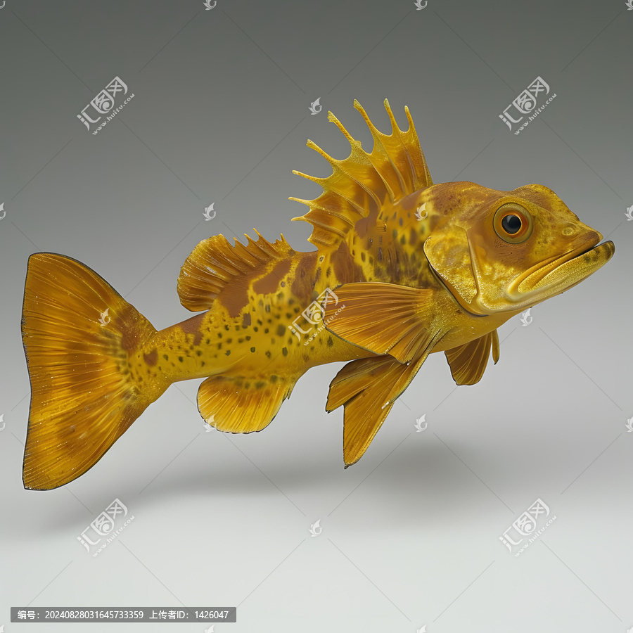 三維渲染的褐黃色魚