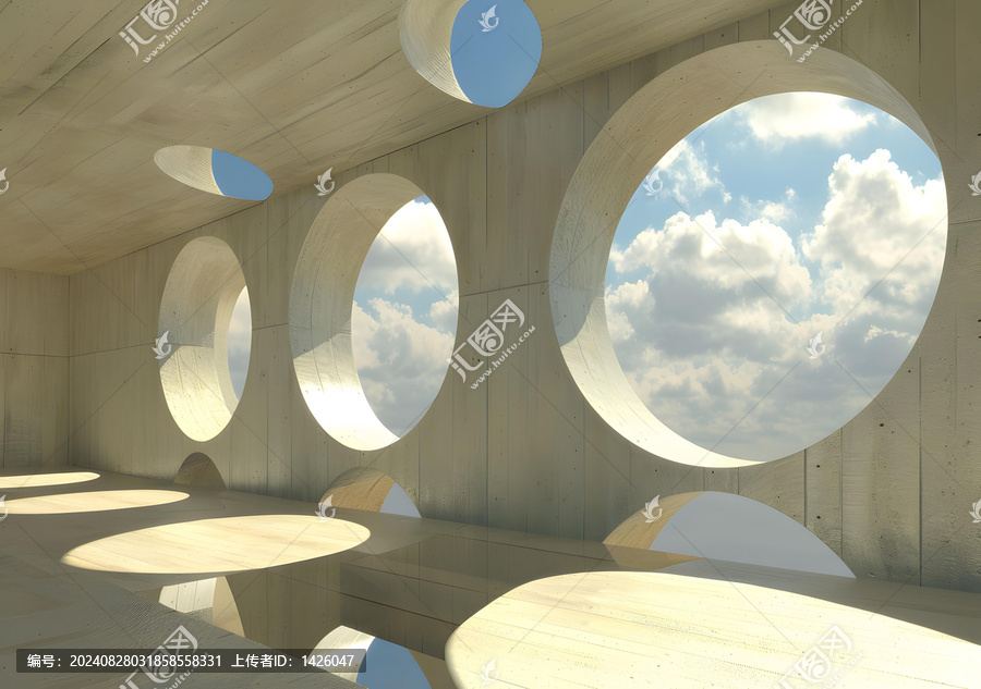 現(xiàn)代建筑圓形窗戶的抽象