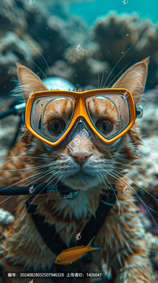 戴著潛水鏡的貓