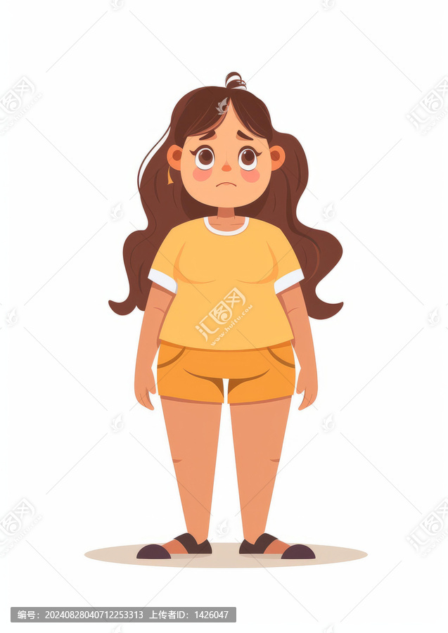一個(gè)悲傷的微胖女人的插圖