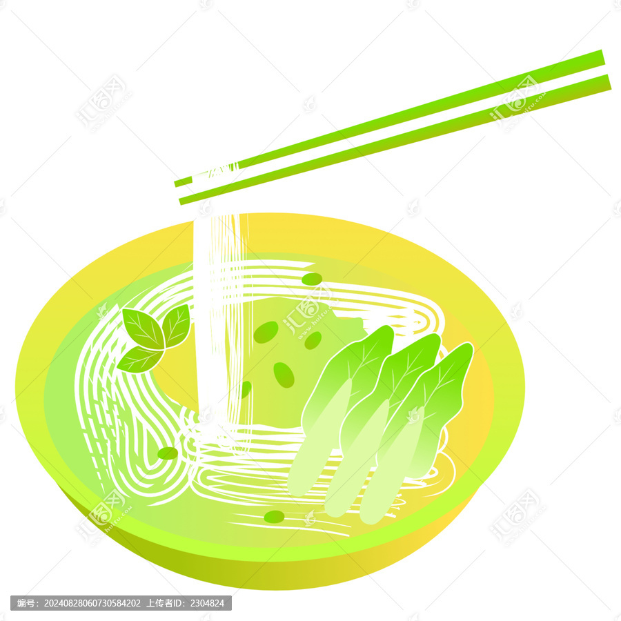 手繪蔥花面條插畫剪影