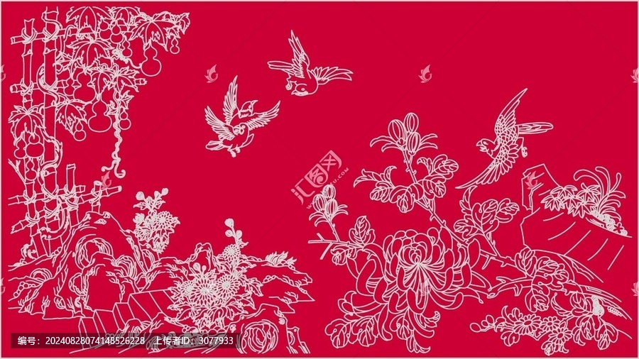 中秋菊花飛鳥圖