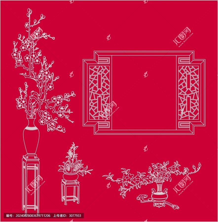 古風(fēng)花窗花瓶