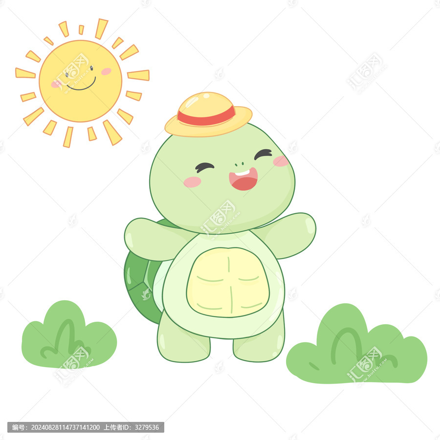 卡通烏龜印花動物圖案