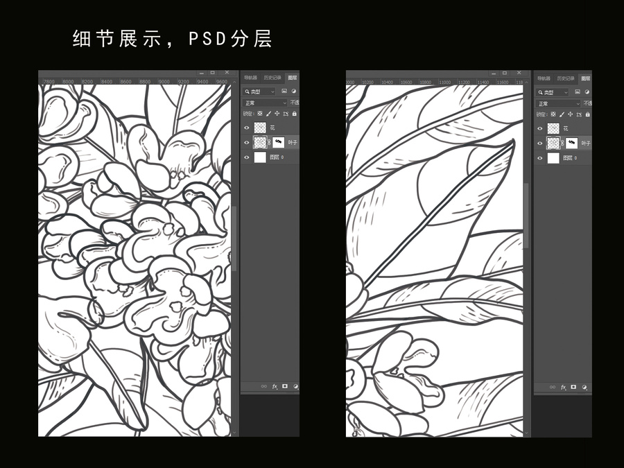 桂花線稿插畫