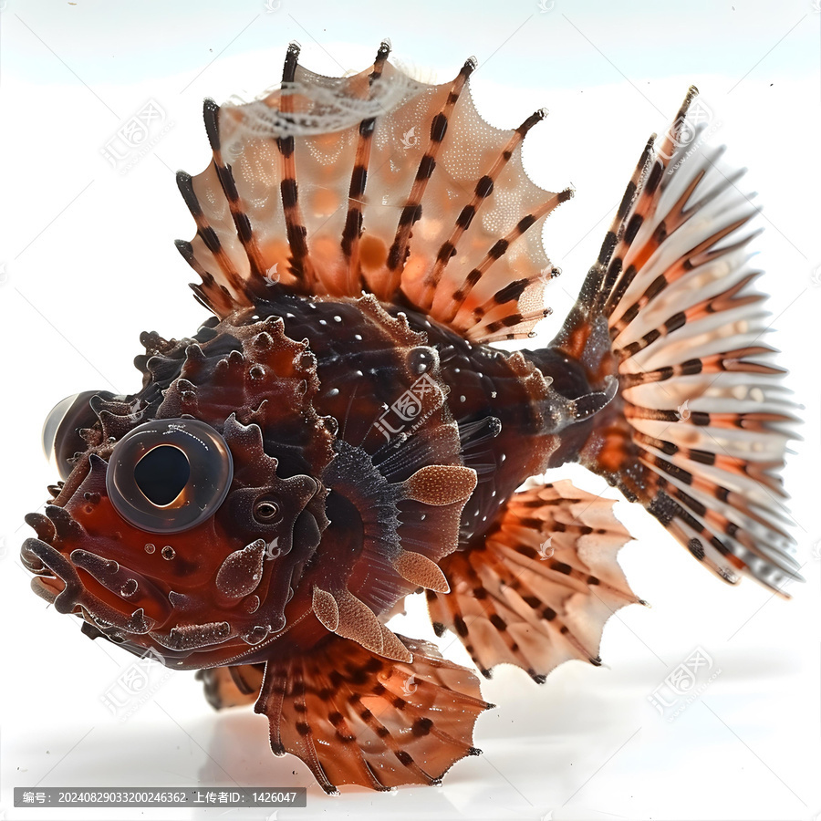 一只紅棕色相間的蝎子魚(yú)的特寫