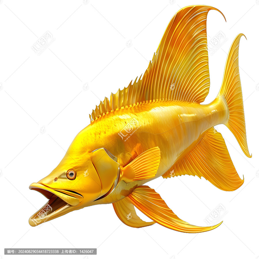 [免摳素材]金色魚雕塑