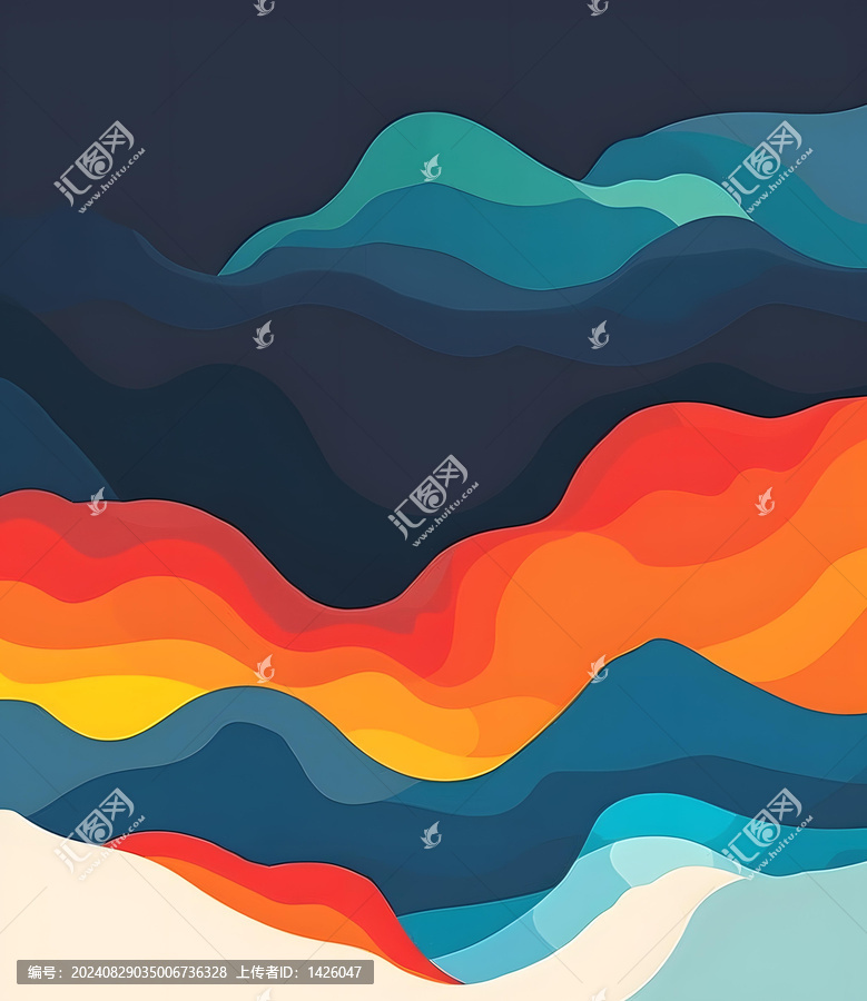 抽象波浪山丘彩色背景