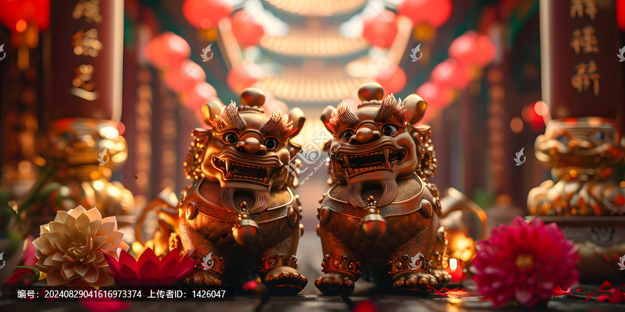 金獅鎮(zhèn)宅的AI圖片