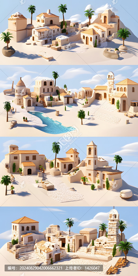 地中海風(fēng)格村莊3D模型