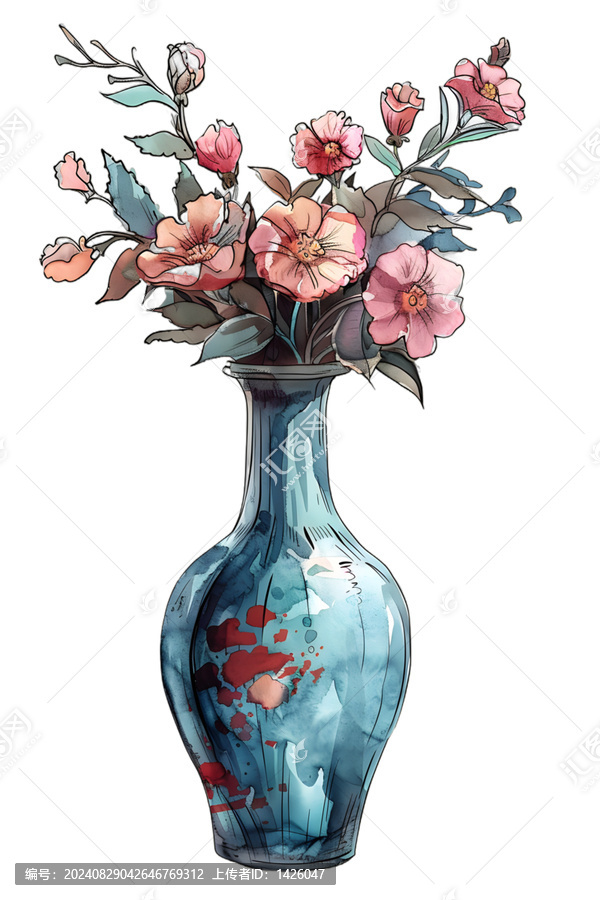 [免摳素材]水彩花瓶插花