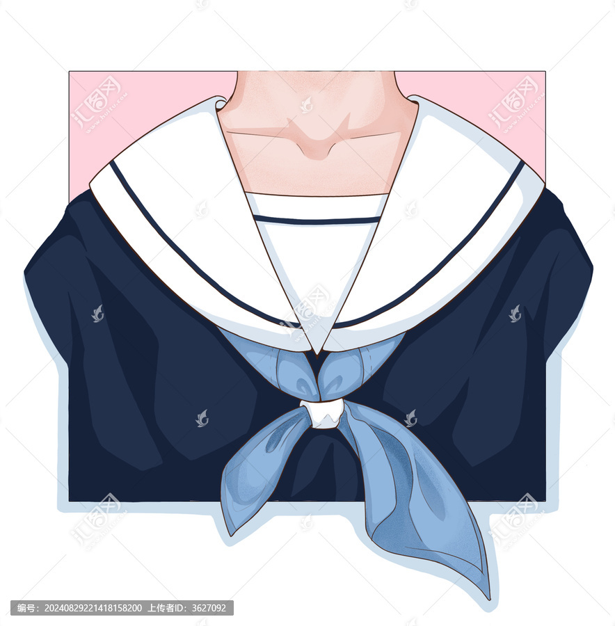 插畫手繪日式制服校服女士衣服