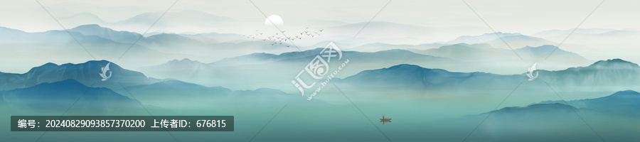 巨幅水墨山水壁畫(huà)
