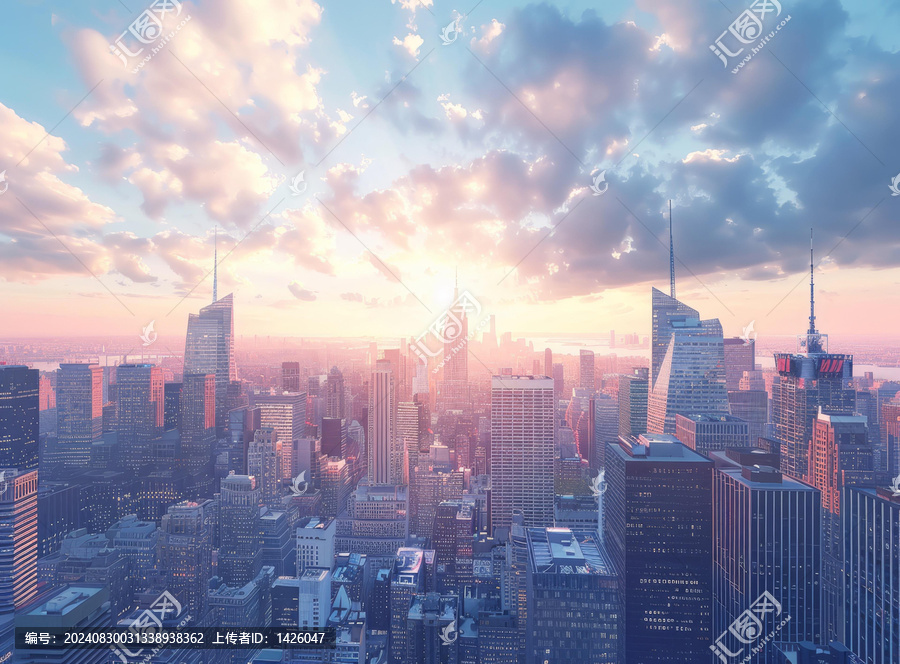 夕陽下的市天際線