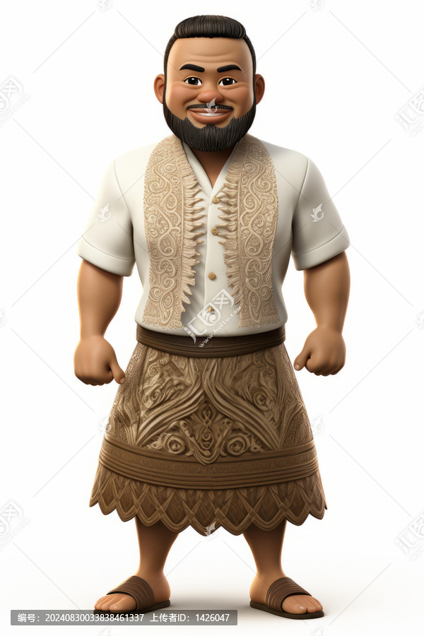 身穿傳統(tǒng)服飾的波利尼西亞男人