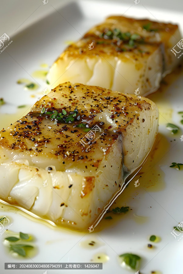 煎魚配檸檬和香草