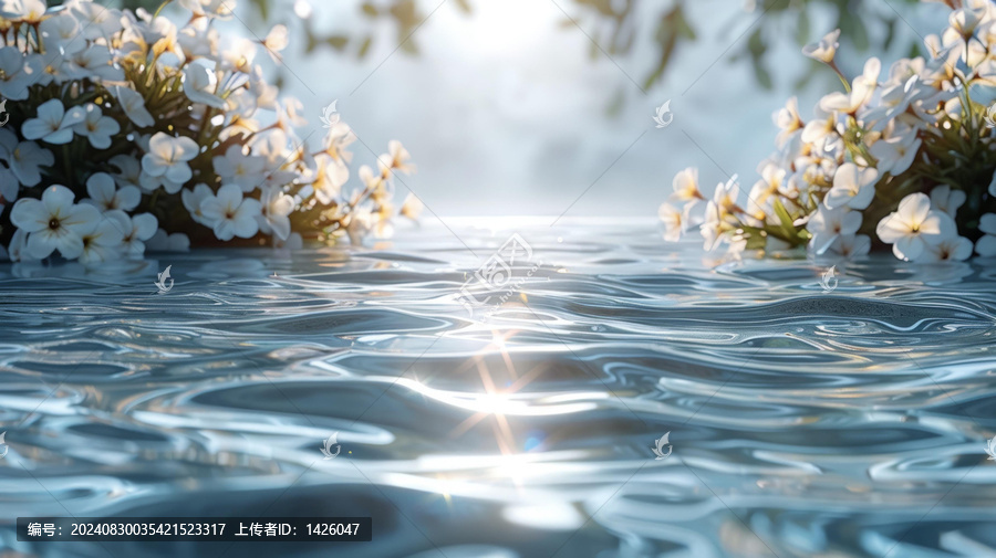 水面上的白色花朵