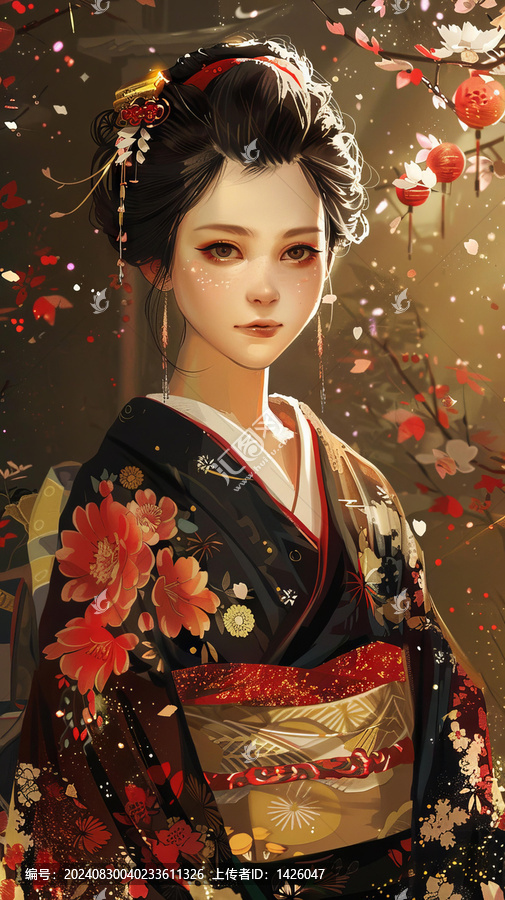 身著傳統(tǒng)和服的美麗亞洲女性