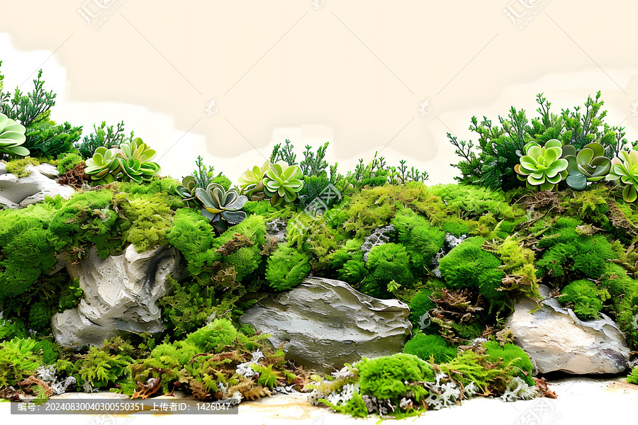 青苔巖石綠植墻