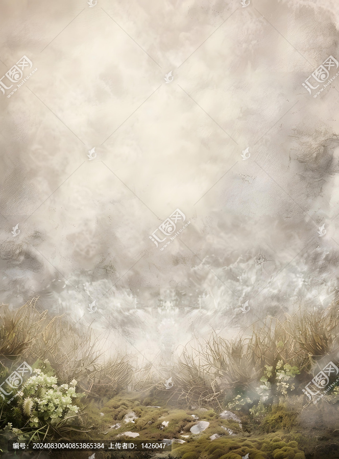 復(fù)古水彩霧氣景觀背景