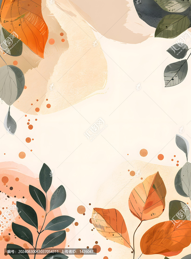 水彩抽象秋季樹葉背景