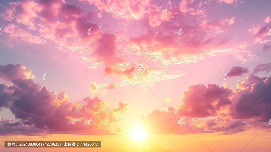 日落時分天空中的粉紫色云彩