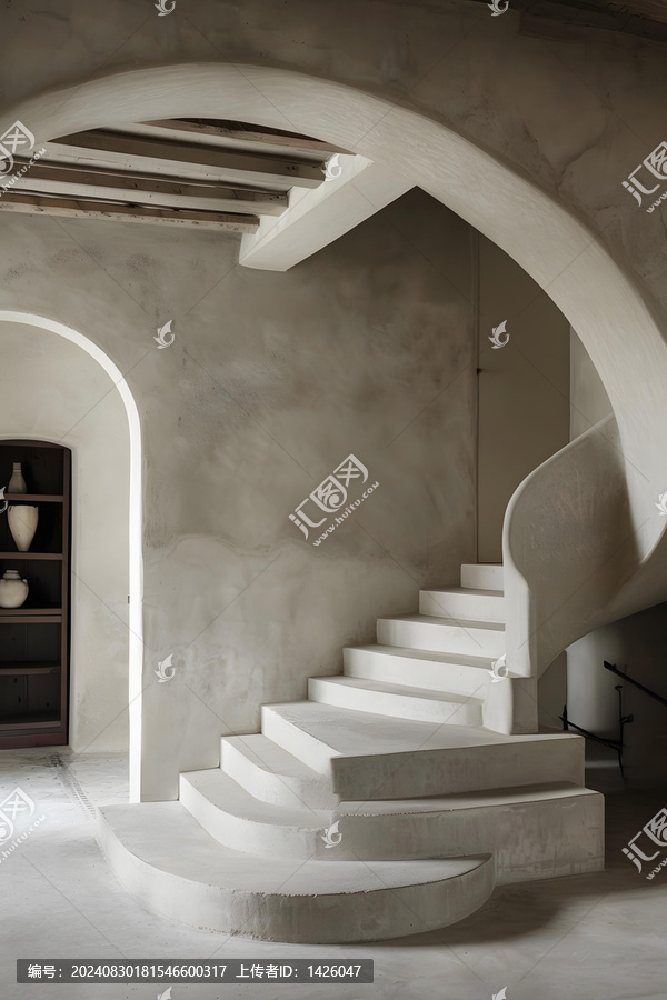 現(xiàn)代簡(jiǎn)約拱形入口處的混凝土樓梯