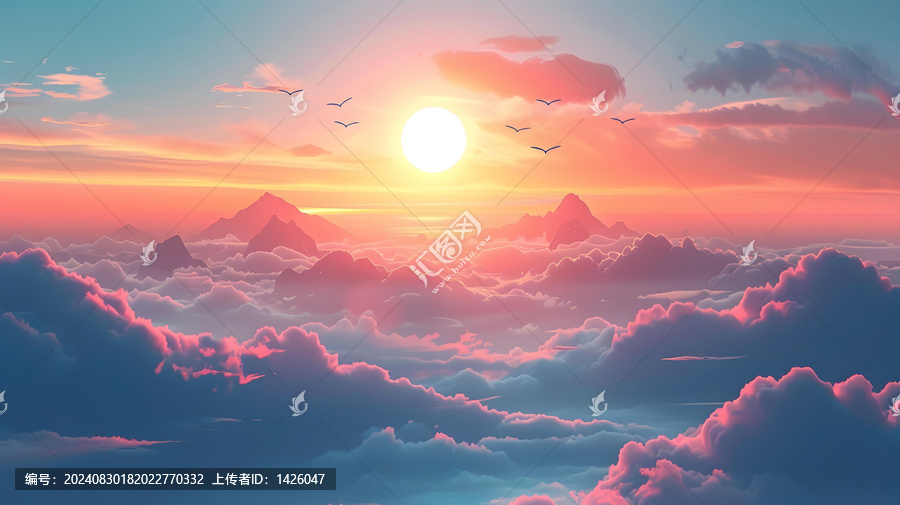 日落云海的AI圖片