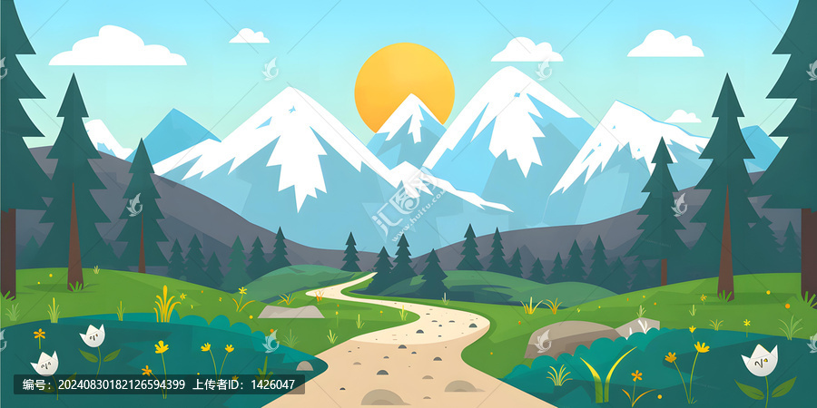 山間小路與陽光的風(fēng)景畫