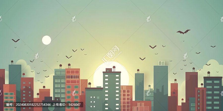 蝙蝠和太陽(yáng)的城市景觀